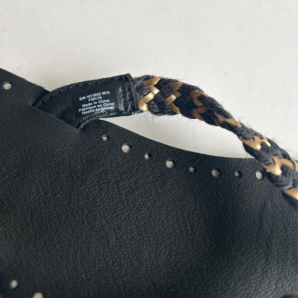 UGG Black Gold Textile Leather Rubber Outsole Flip Flops size 10 - Picture 9 of 14